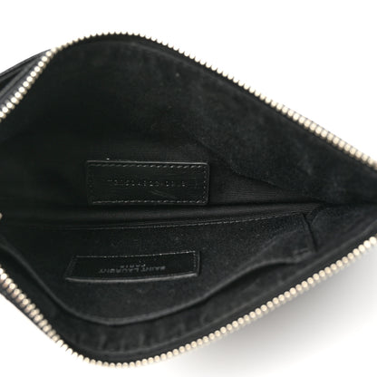 Saint Laurent Grain De Poudre Chevron Monogram Bill Pouch Black 5 of 9