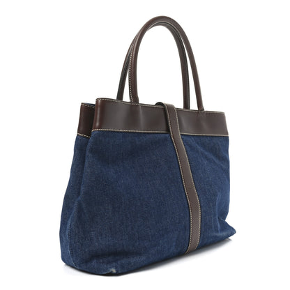 Chanel Denim CC Tote Bag Blue Brown 3 of 11