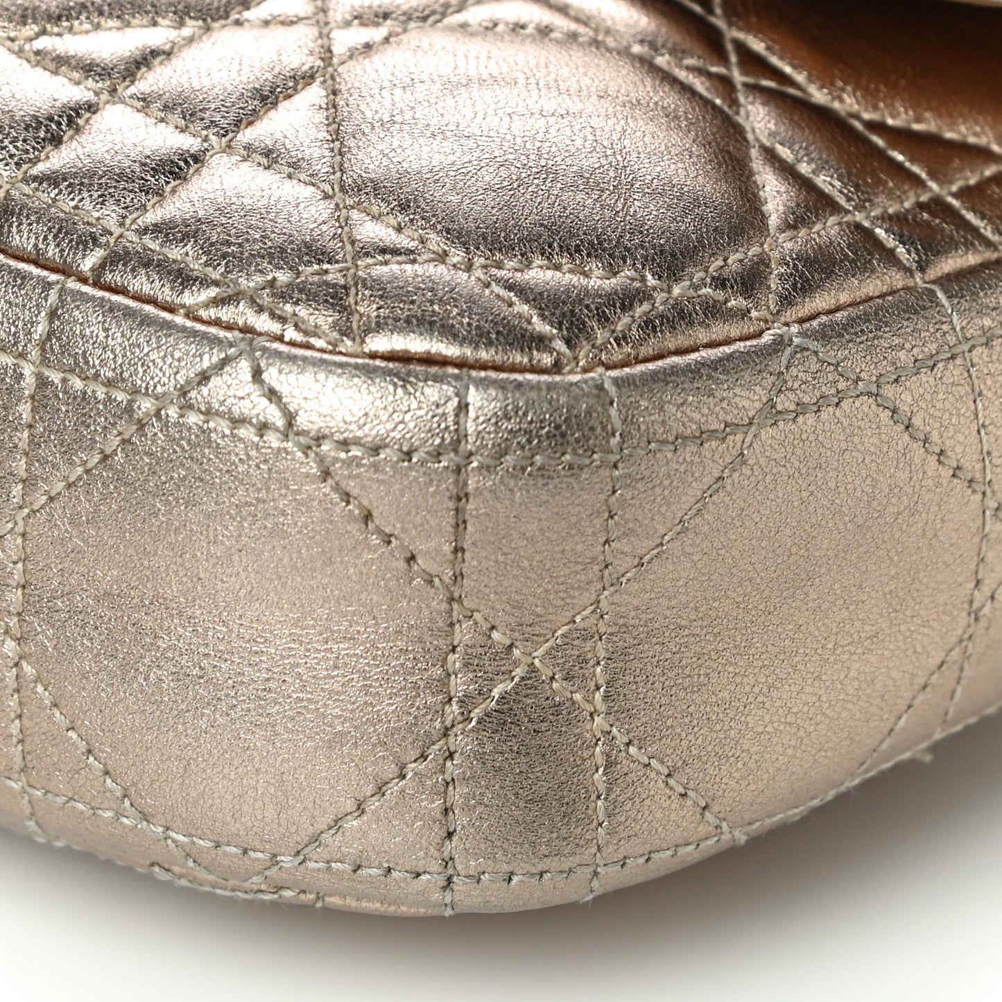 Metallic Lambskin Cannage Miss Dior Promenade Pouch Gold