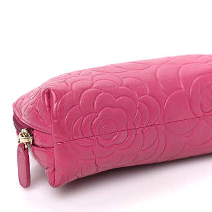 Chanel Lambskin Camellia Embossed Cosmetic Case Pink 8 of 9
