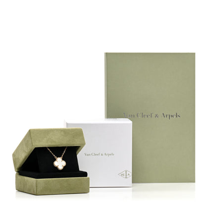 Van Cleef & Arpels 18K Yellow Gold Mother of Pearl Vintage Alhambra Pendant Necklace 6 of 6