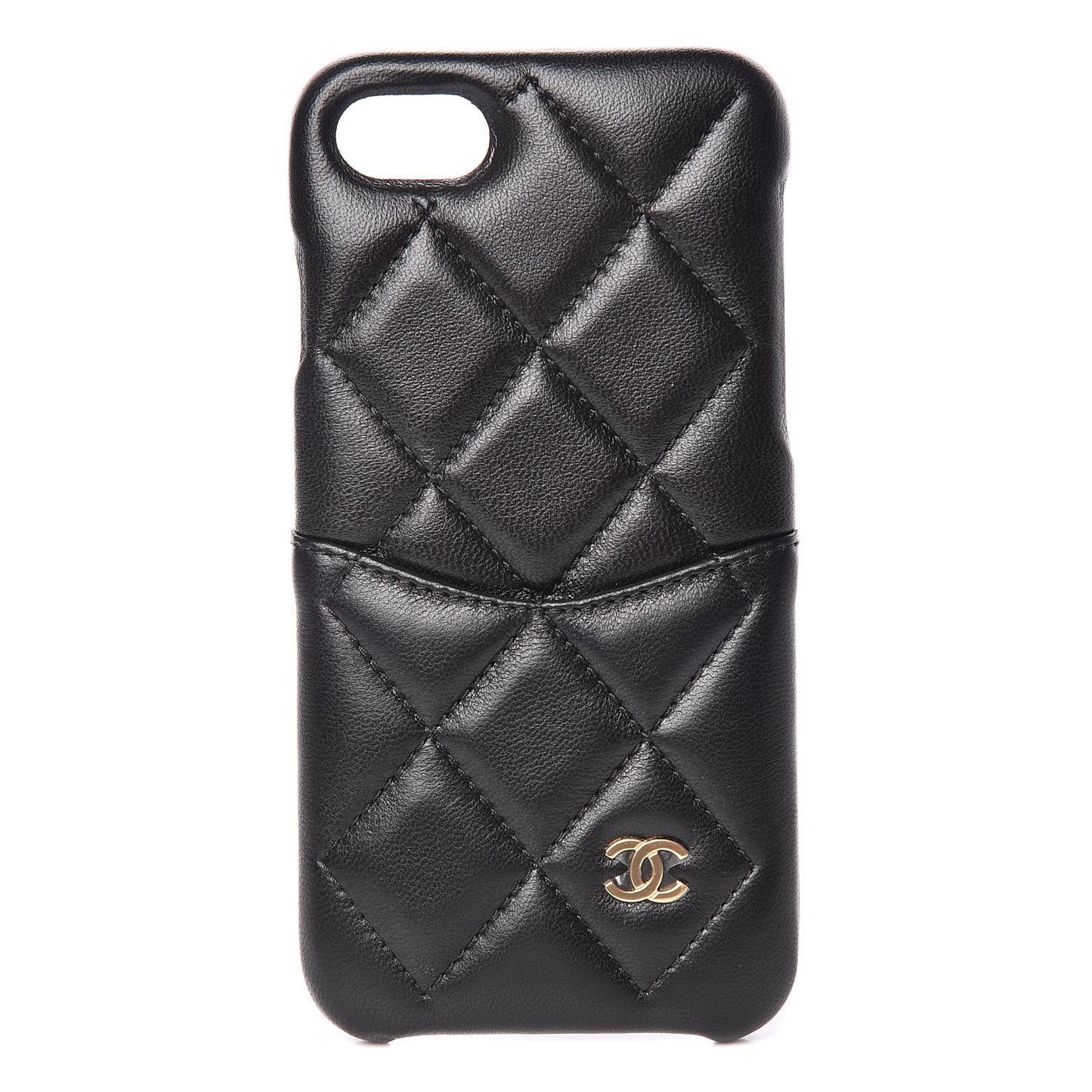 Lambskin Quilted iPhone 7/8 Coco Tech Case Black