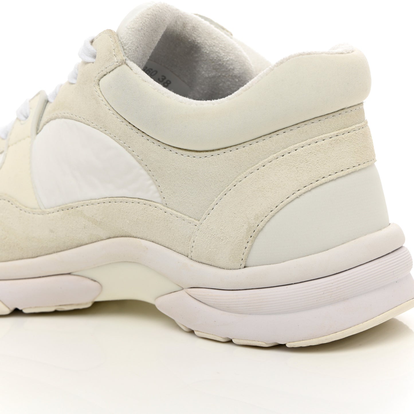 Suede Calfskin Fabric CC Sneakers 38 White
