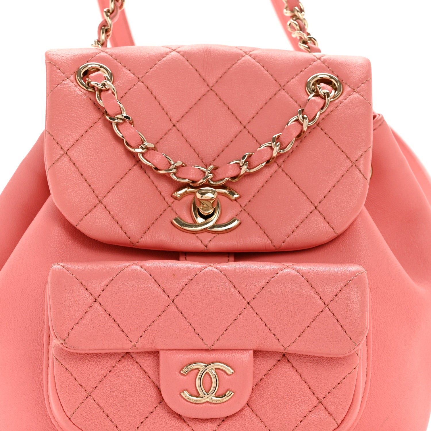 Chanel Lambskin Quilted Small Duma Drawstring Backpack Light Pink 8 of 14