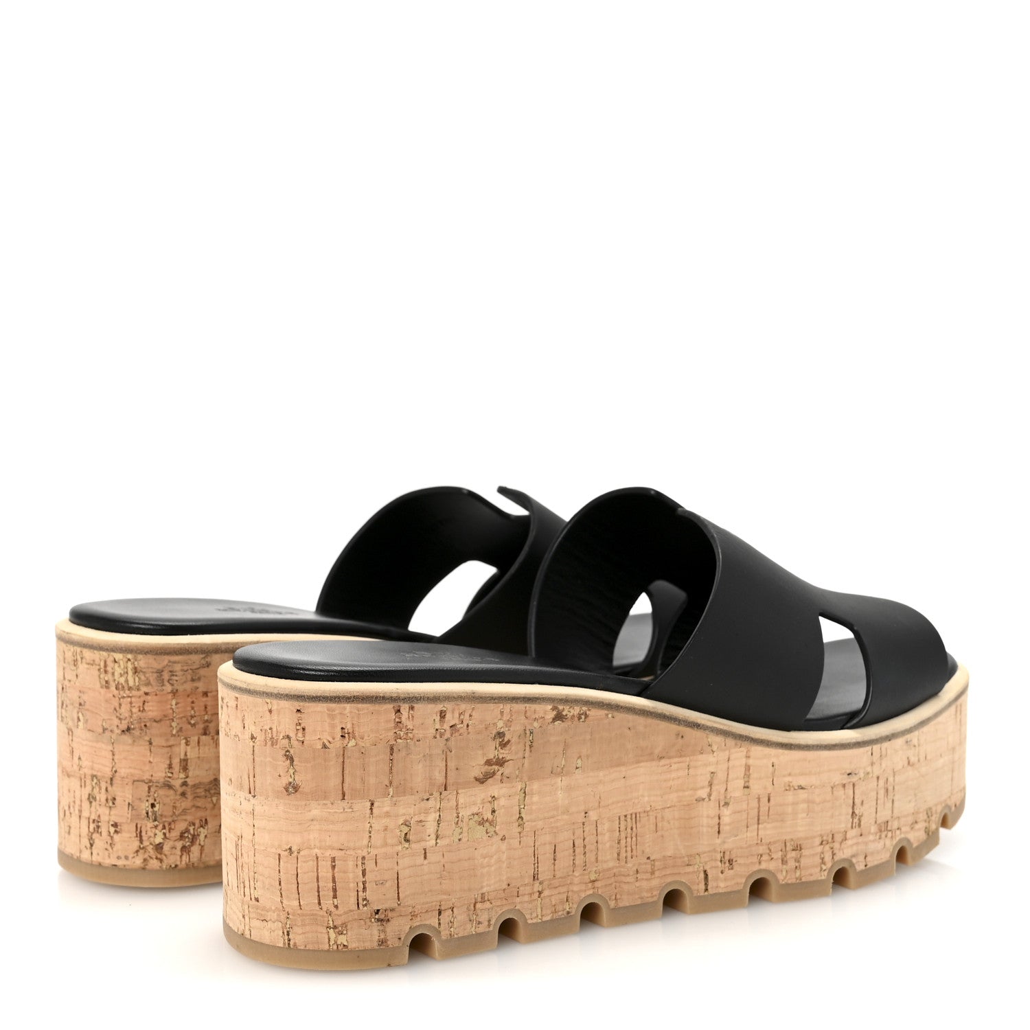 Hermes Calfskin Cork Eze 30 Sandals 39 Black 5 of 9