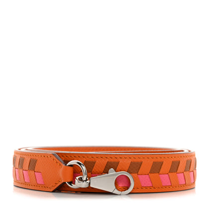 Hermes Epsom 25mm Tressage Shoulder Strap Orange Gold Rose Azalee 1 of 5