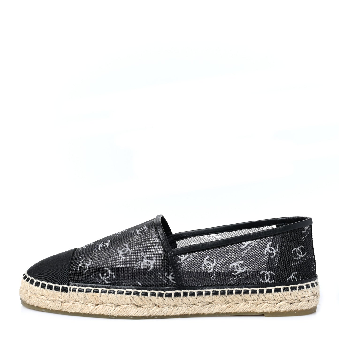 Mesh Grosgrain CC Espadrilles 41 Black White