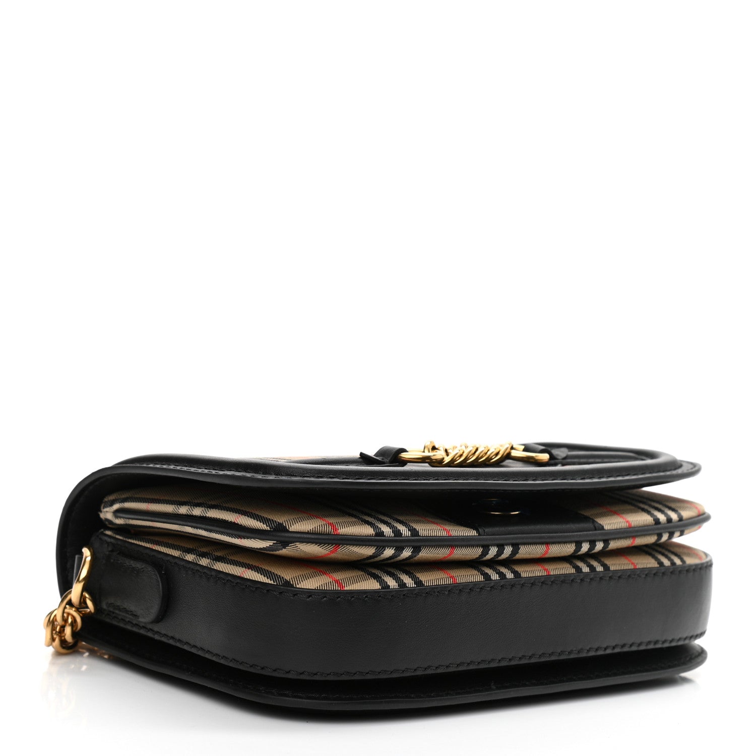 Burberry Smooth Calfskin 1983 Knight Check Link Shoulder Bag Black 4 of 10