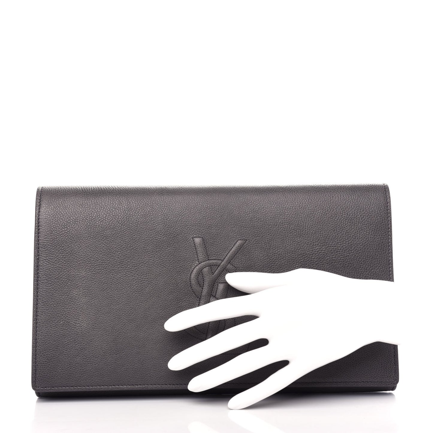 Calfskin Monogram Large Belle De Jour Clutch Gray