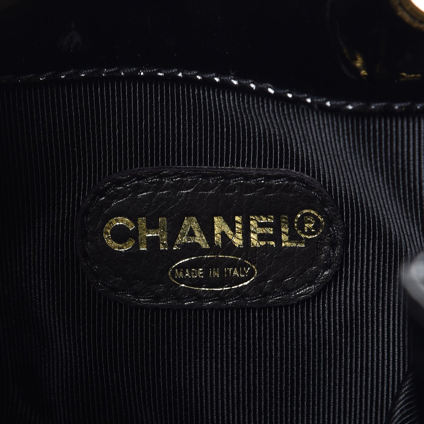 Patent Drawstring CC Shoulder Bag Black