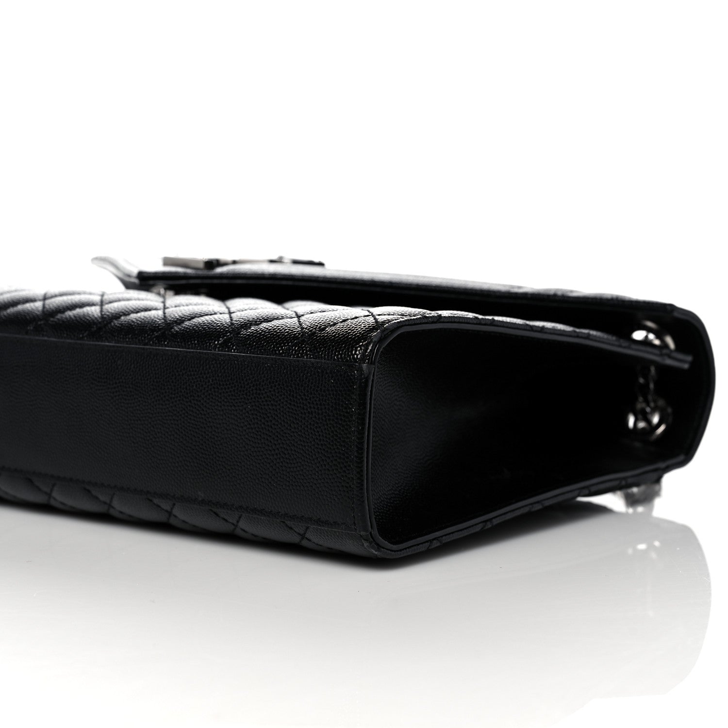 Saint Laurent Grain De Poudre Textured Mixed Matelasse Large Triquilt Monogram Satchel Black 9 of 18