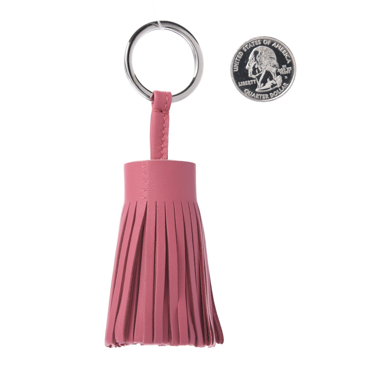 Hermes Lambskin Carmen Tassel Key Holder Rose Azalee 2 of 3