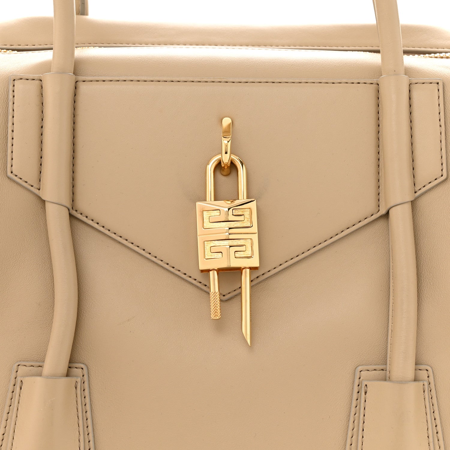Givenchy Smooth Calfskin Medium Antigona Lock Duffle Bag Beige 7 of 14