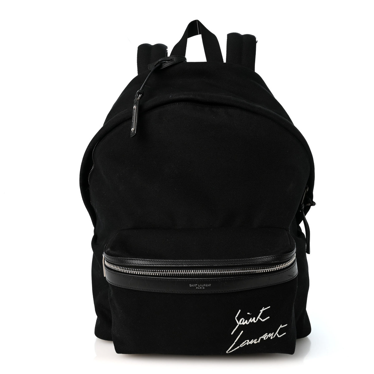 Saint Laurent Canvas Signature Embroidered City Backpack Black 1 of 10