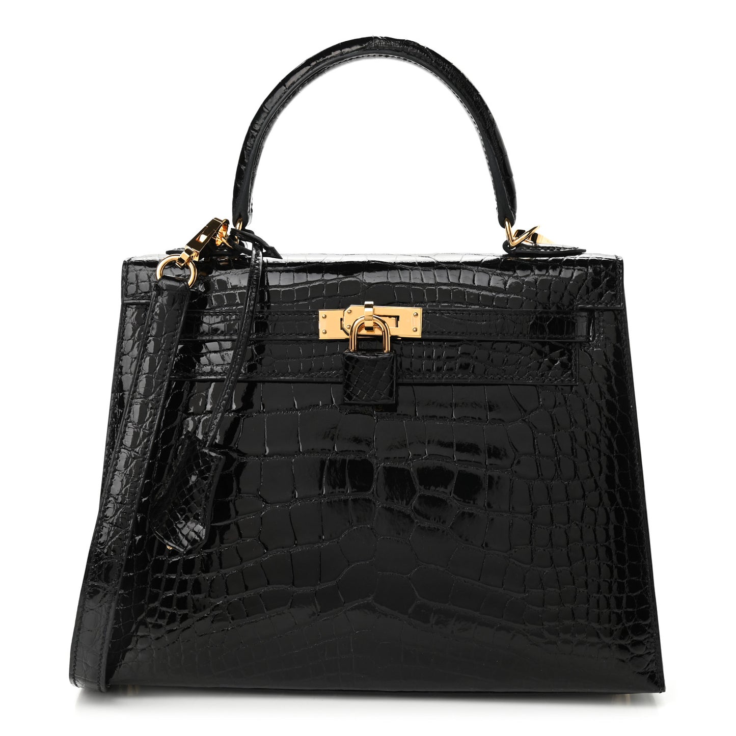 Shiny Alligator Kelly Sellier 25 Black
