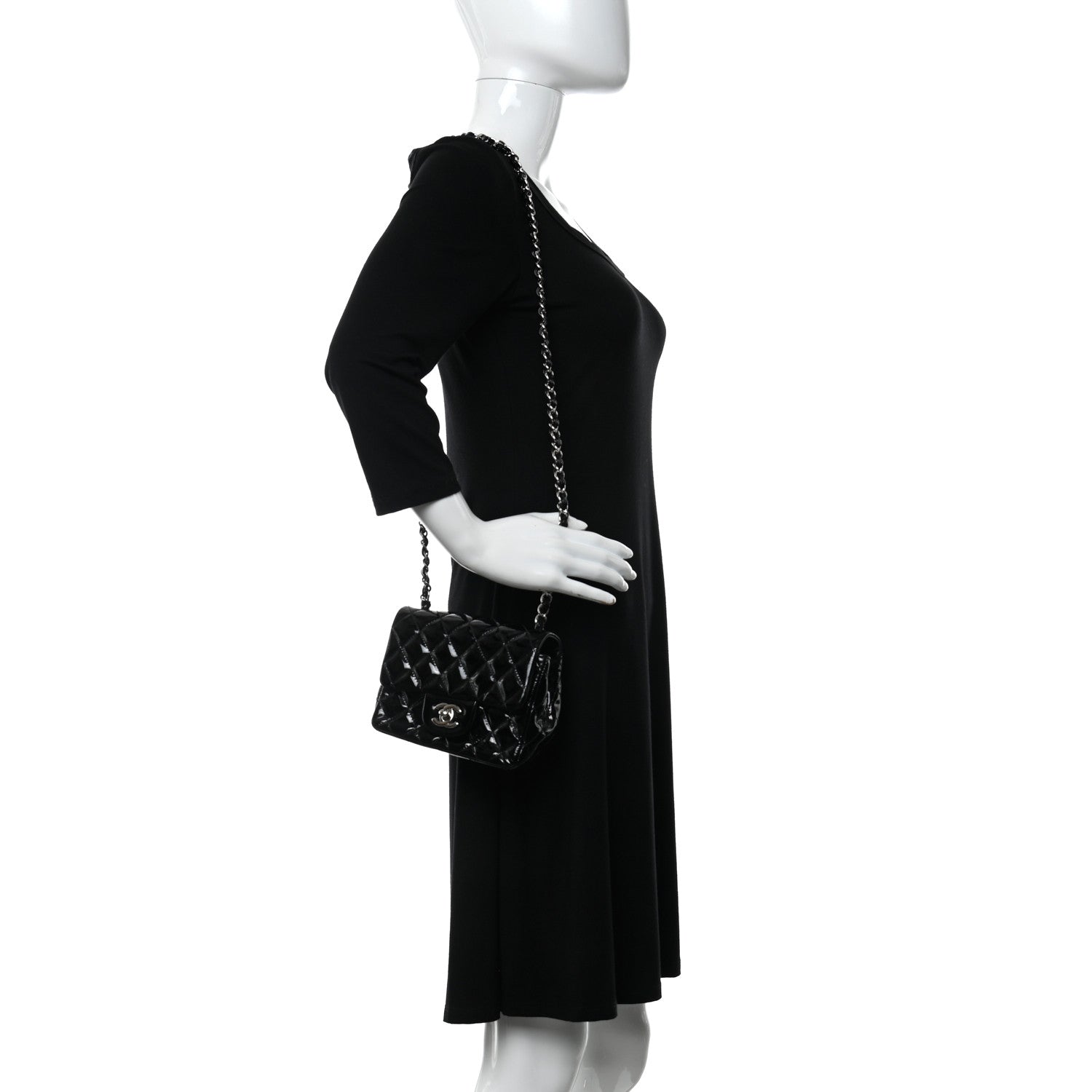 Chanel Patent Calfskin Quilted Mini Square Flap Black 2 of 10