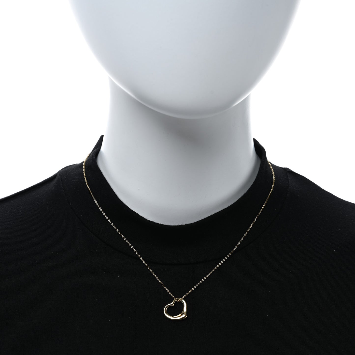 18K Yellow Gold 16mm Elsa Peretti Open Heart Pendant Necklace