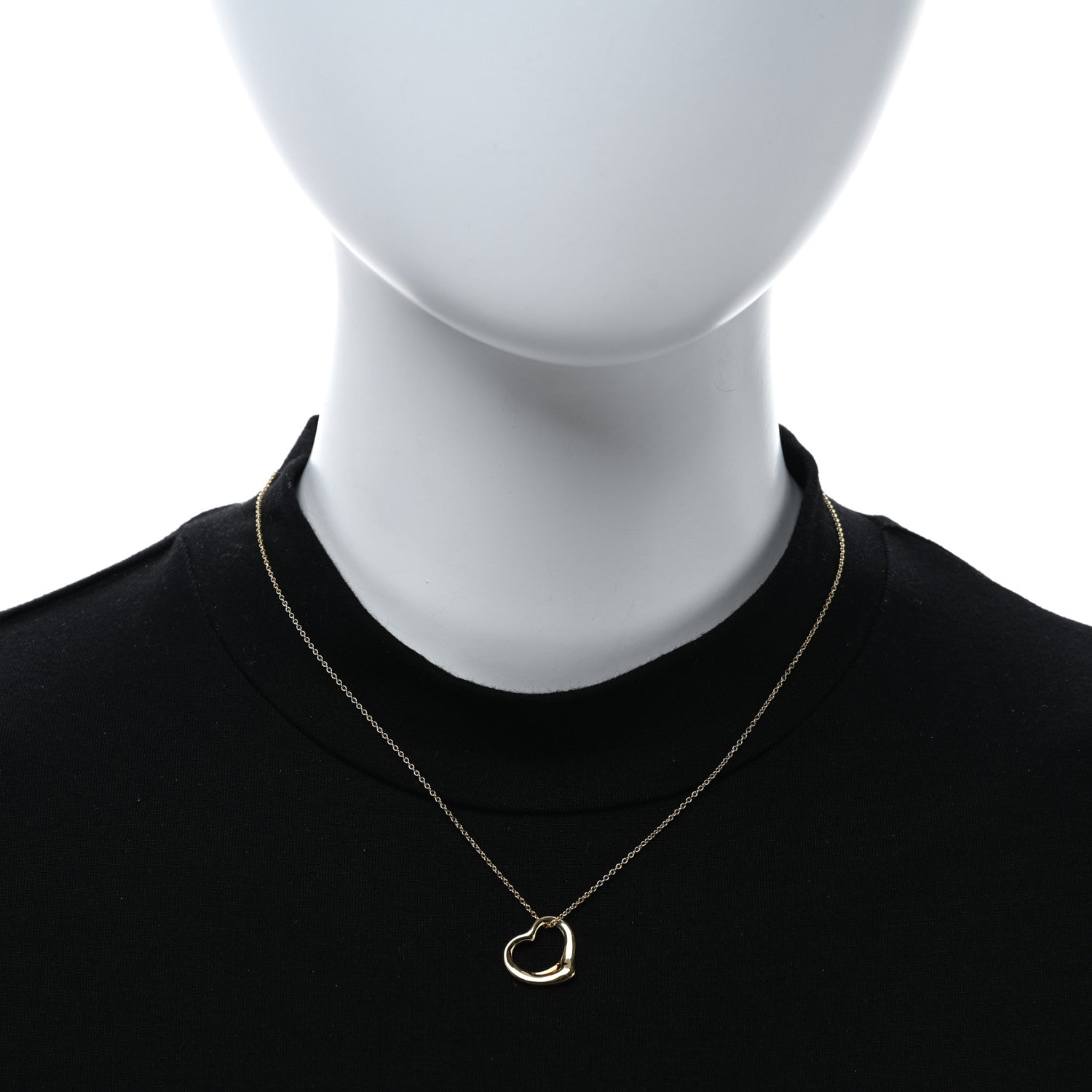 Tiffany 18K Yellow Gold 16mm Elsa Peretti Open Heart Pendant Necklace 2 of 5