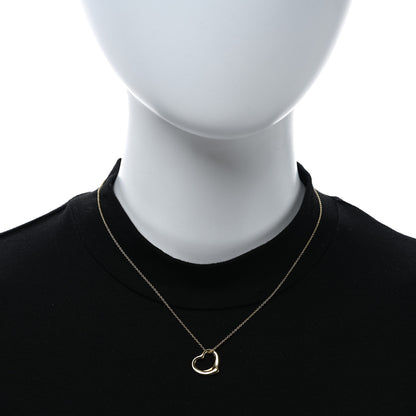 Tiffany 18K Yellow Gold 16mm Elsa Peretti Open Heart Pendant Necklace 2 of 5