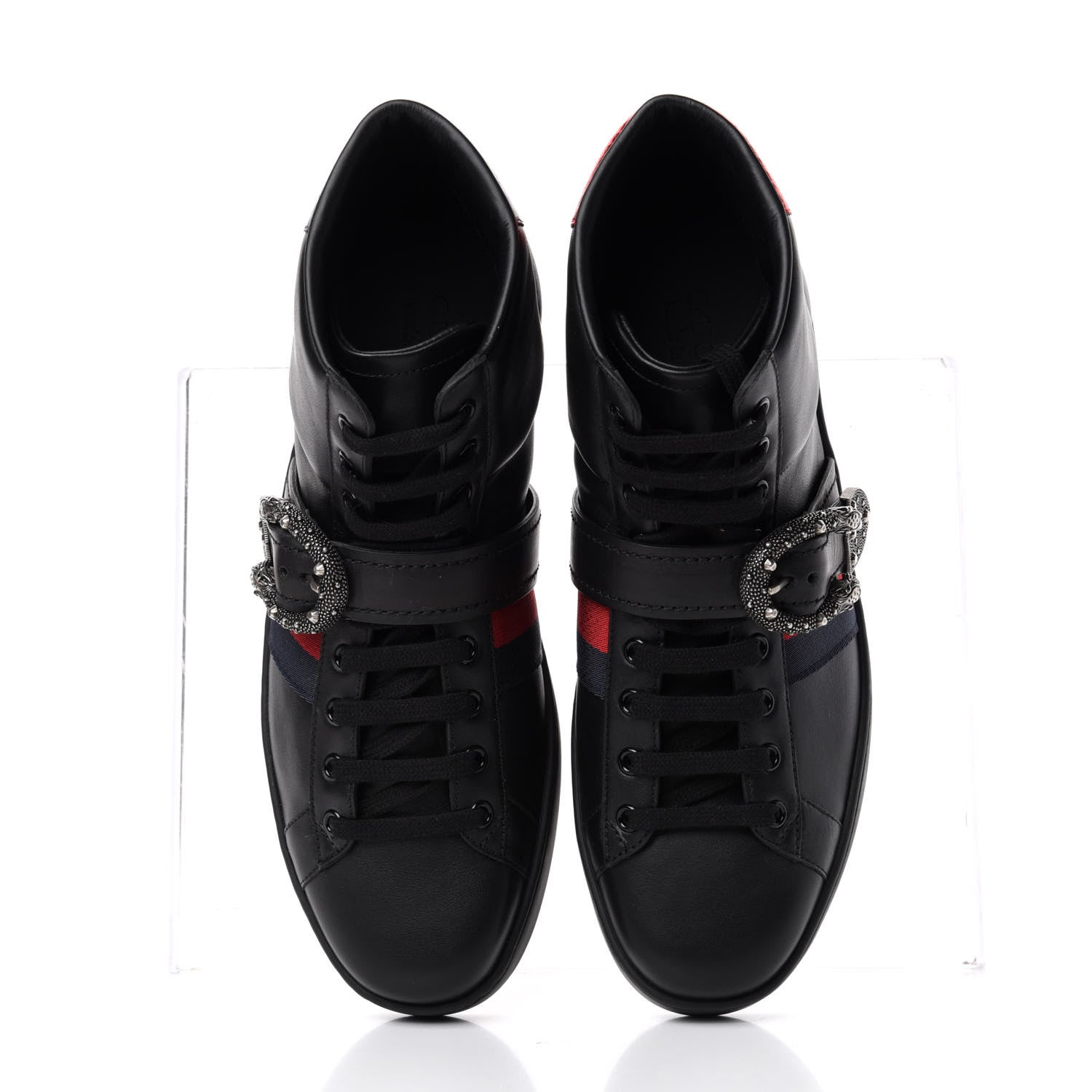 Gucci Calfskin Ayers Web Mens Dionysus High Top Sneakers 9.5 Black 5 of 11