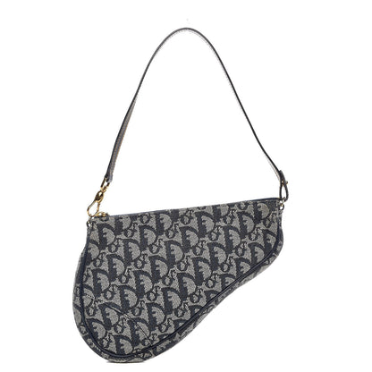 Christian Dior Monogram Mini Saddle Pochette Navy 1 of 8