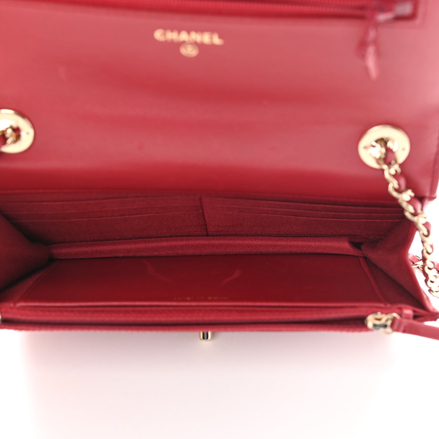 Lambskin Quilted Trendy CC Wallet On Chain WOC Red