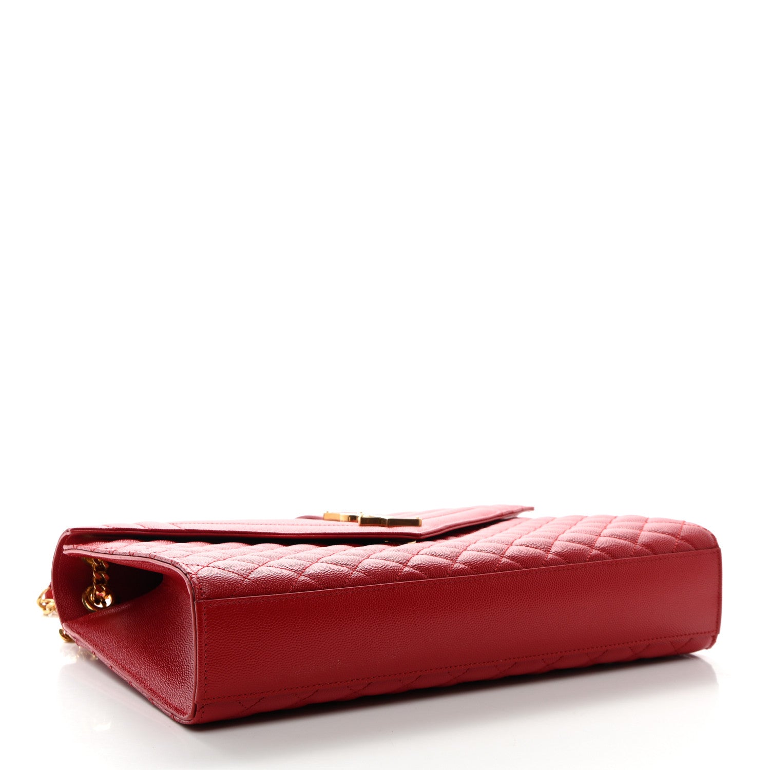 Saint Laurent Grain De Poudre Mixed Matelasse Large Triquilt Monogram Satchel New Red 4 of 11