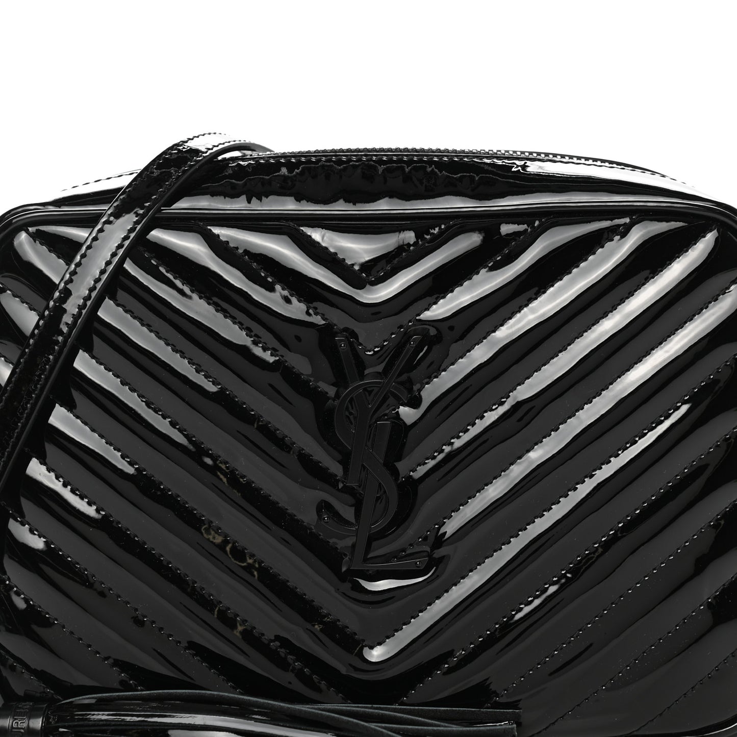 Patent Calfskin Matelasse Monogram Lou Camera Bag Black