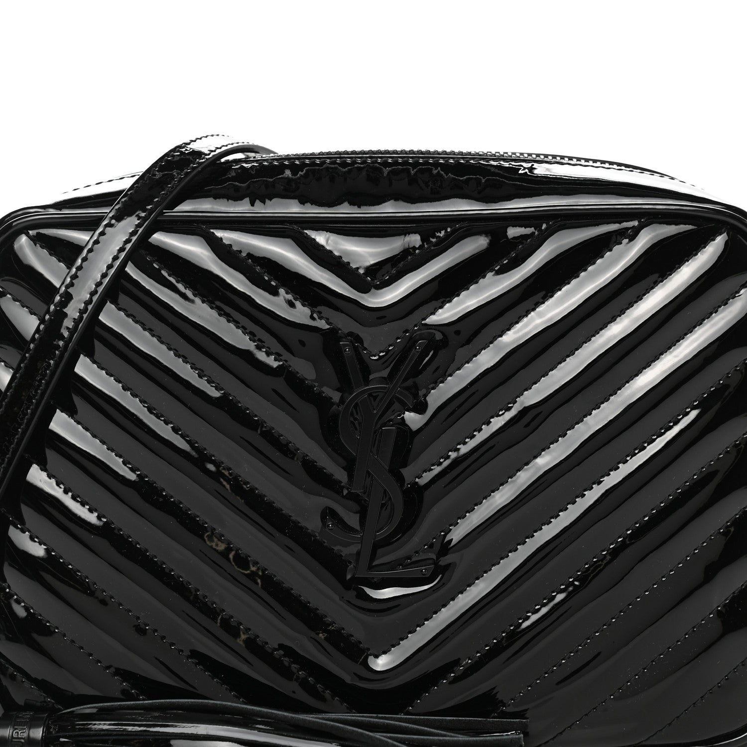 Saint Laurent Patent Calfskin Matelasse Monogram Lou Camera Bag Black 8 of 11