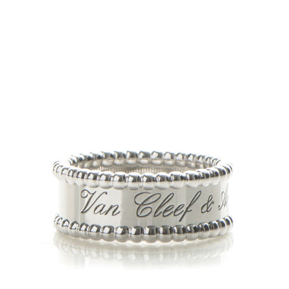 Van Cleef & Arpels 18K White Gold Perlee Signature Ring 51 5.75 1 of 5