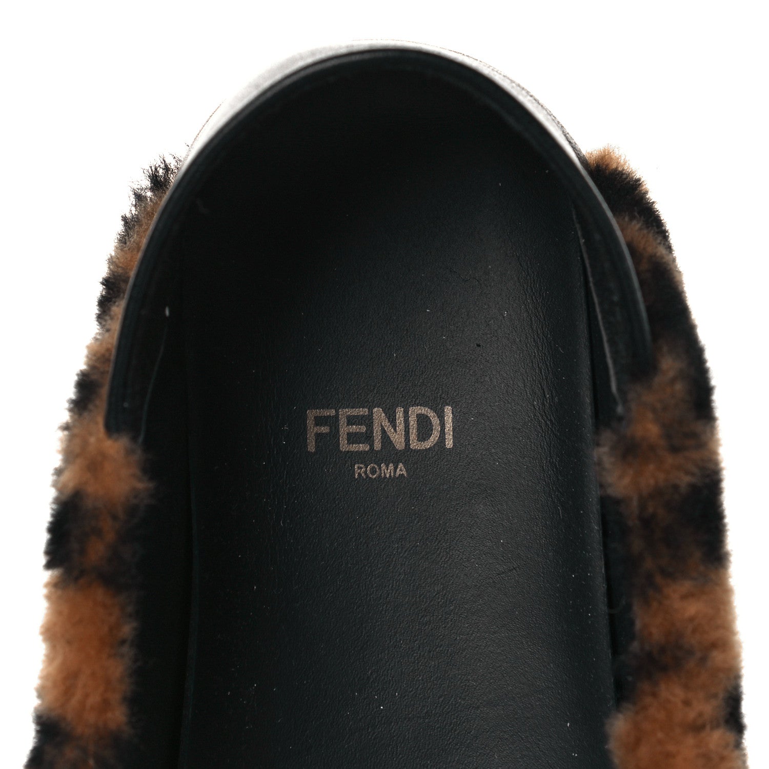 Fendi Shearling Nappa FF Slippers 36 Tobacco Black 7 of 7