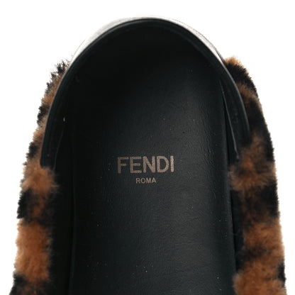 Fendi Shearling Nappa FF Slippers 36 Tobacco Black 7 of 7