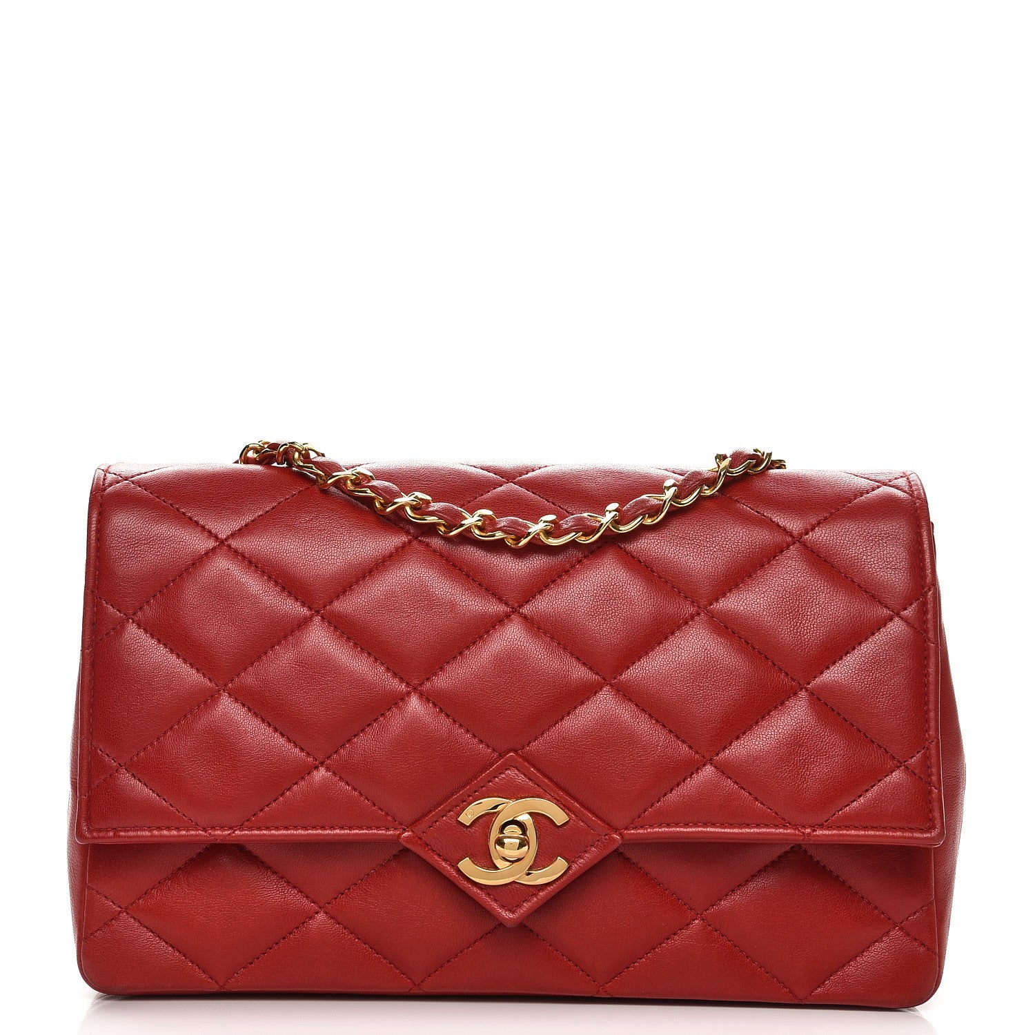 Chanel Lambskin Quilted Medium Single Flap Red 1 of 14
