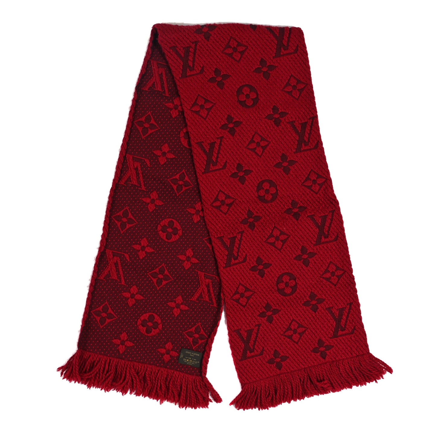 Wool Silk Logomania Scarf Rubis