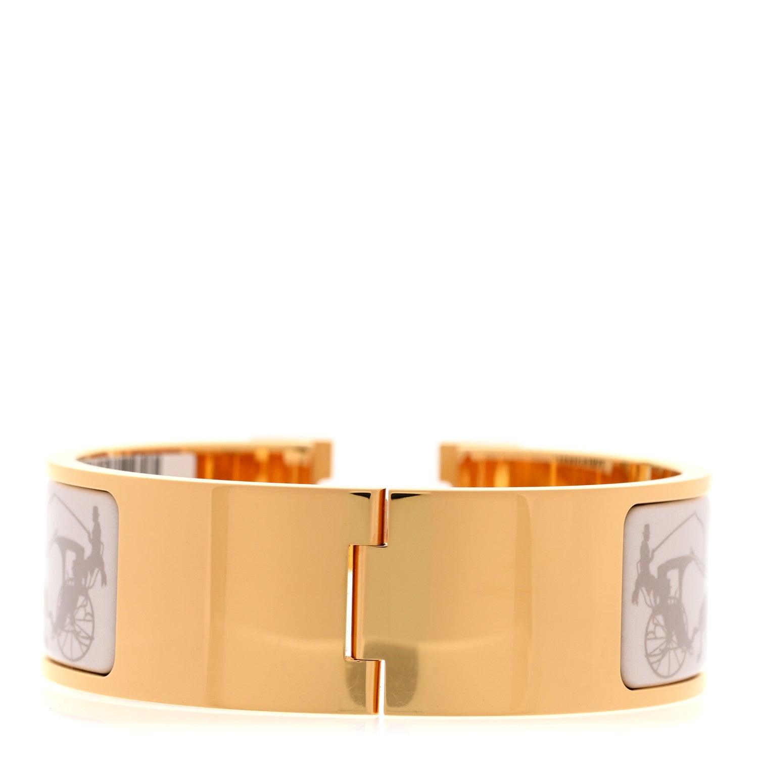 Hermes Enamel Printed Wide Paris Qui Roule Clic Clac H Bracelet PM Beige Lin 3 of 5
