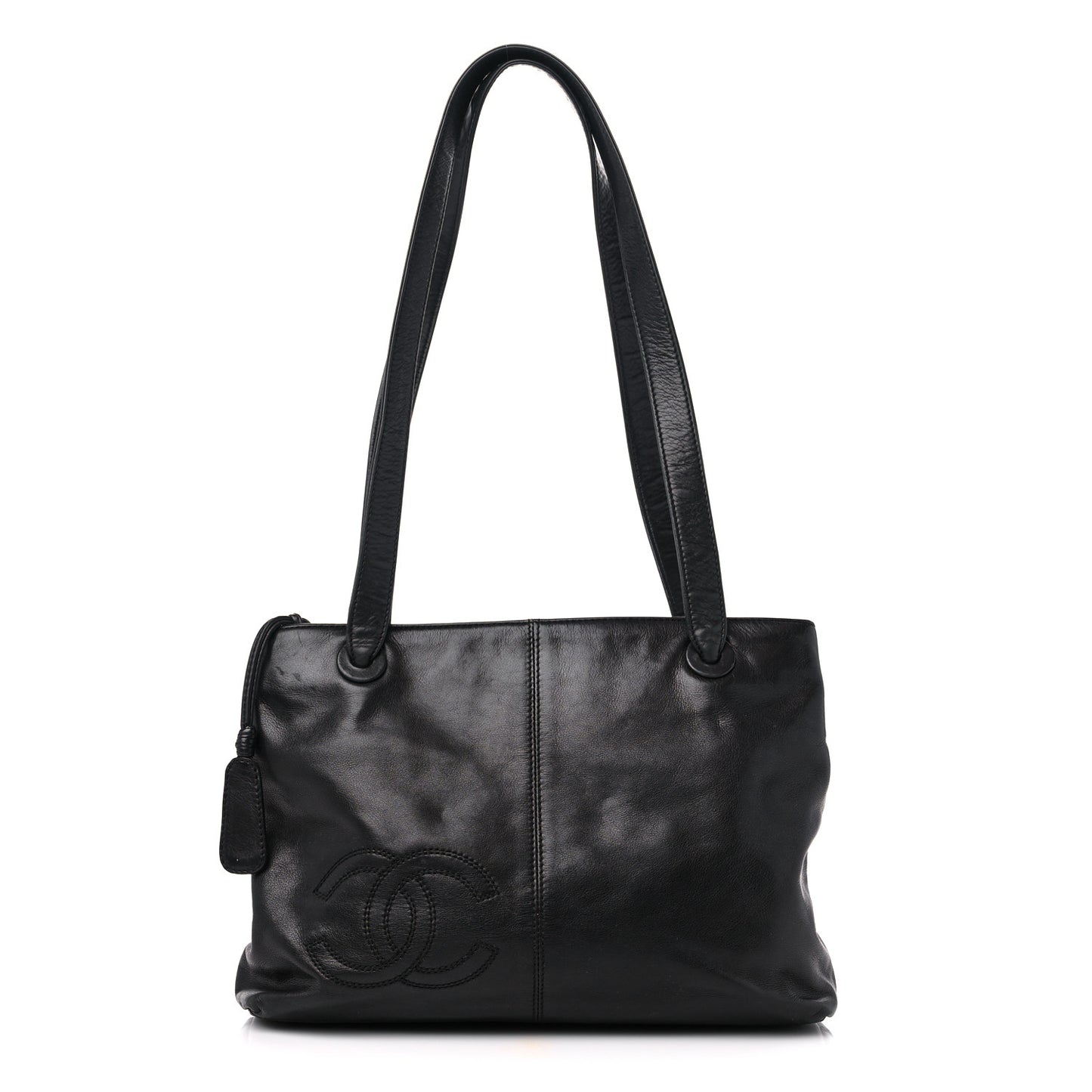 Calfskin CC Shoulder Bag Black