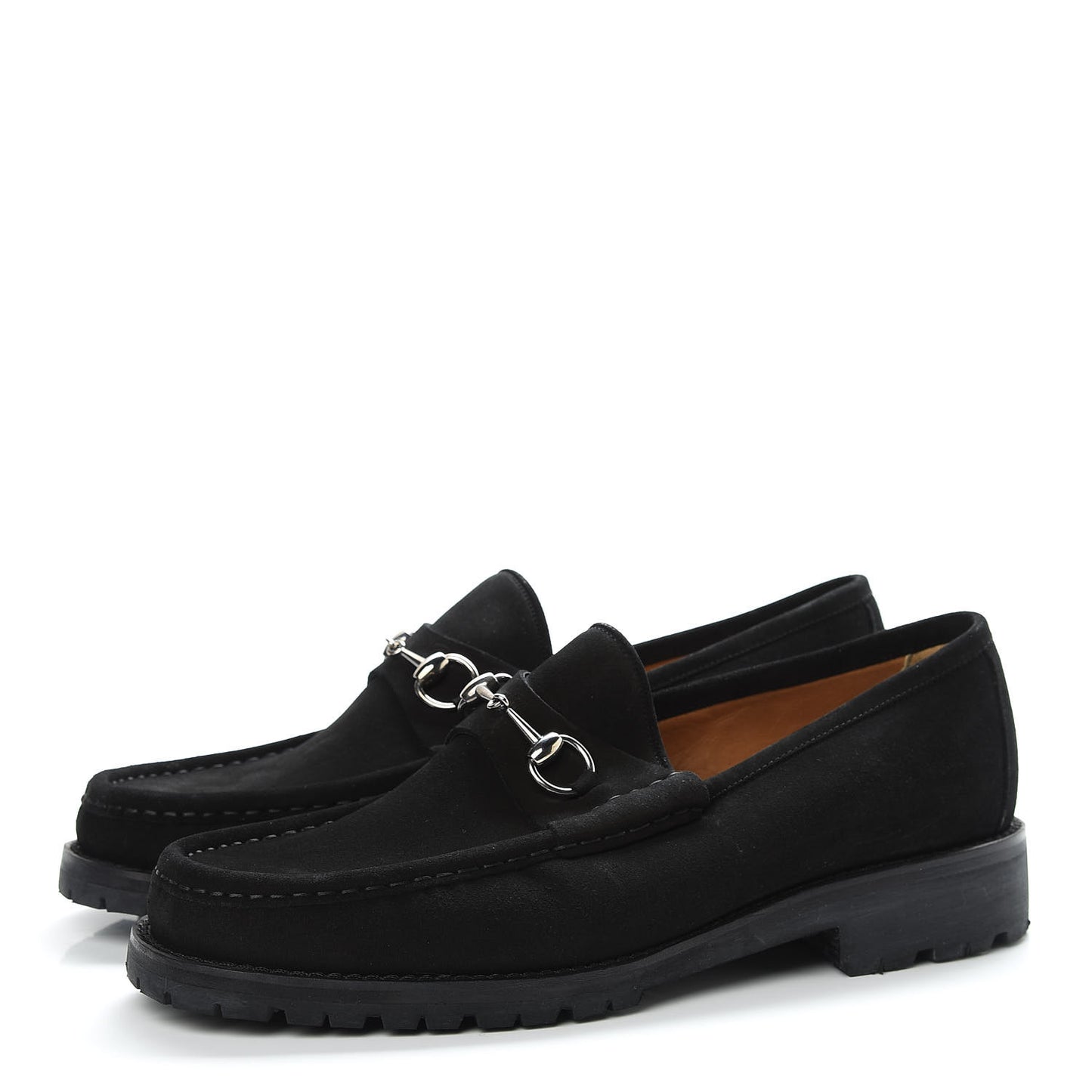 Suede Mens Horsebit Lug Sole Loafers 12 Black
