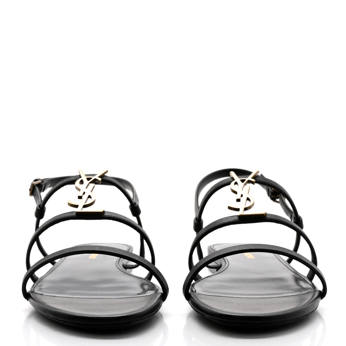 Patent Calfskin Cassandra Monogram Sandals 39 Black