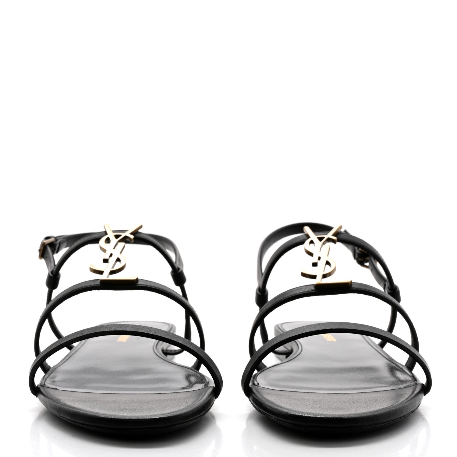 Saint Laurent Patent Calfskin Cassandra Monogram Sandals 39 Black 2 of 10