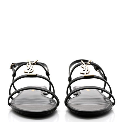 Saint Laurent Patent Calfskin Cassandra Monogram Sandals 39 Black 2 of 10