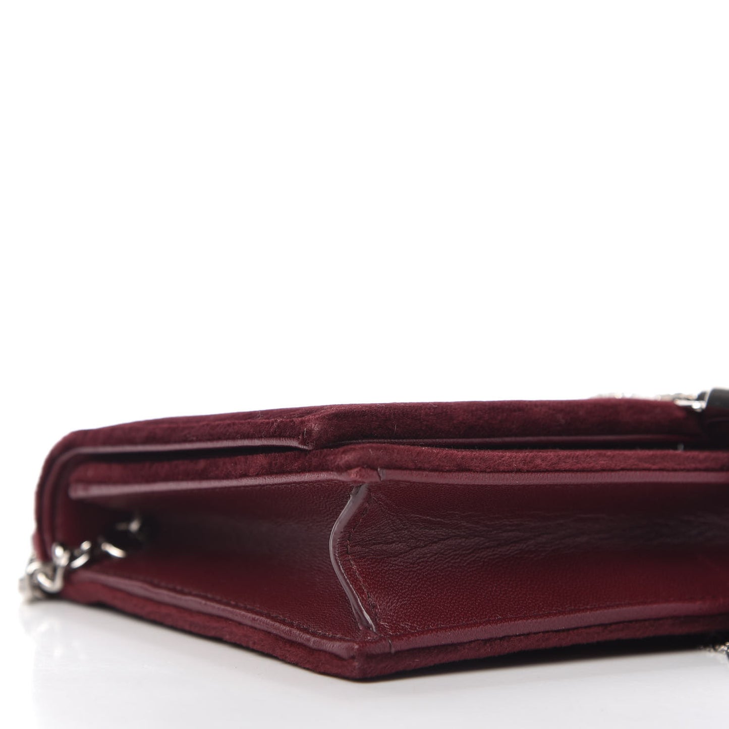 Velvet Crystal Monogram Kate Tassel Shoulder Bag Burgundy