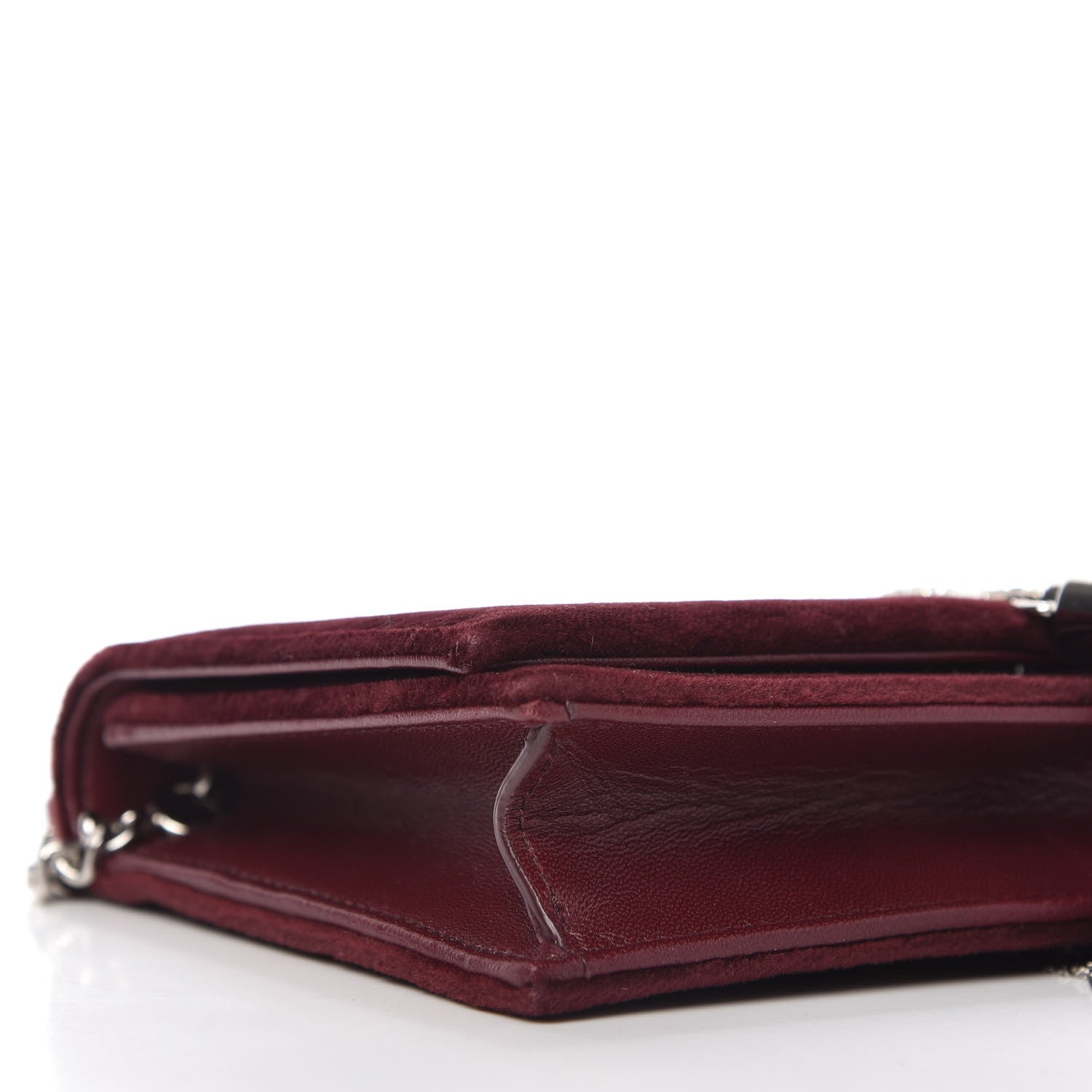 Saint Laurent Velvet Crystal Monogram Kate Tassel Shoulder Bag Burgundy 6 of 10