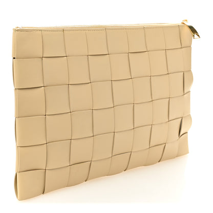 Bottega Veneta Nappa Maxi Intrecciato Large Cassette Flat Zip Pouch Porridge 3 of 11