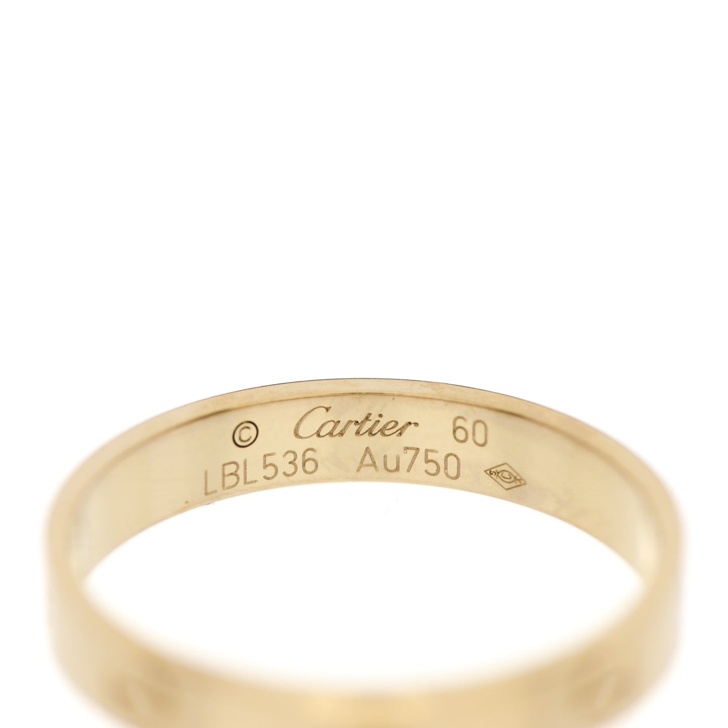 18K Yellow Gold 3.5mm LOVE Wedding Band Ring 60 9