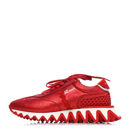 Christian Louboutin Metallic Suede Mens Loubishark Sneakers 42 Red 1 of 4