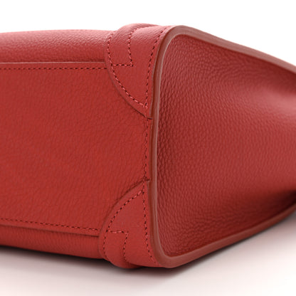Celine Drummed Calfskin Nano Luggage Pop Red 10 of 10