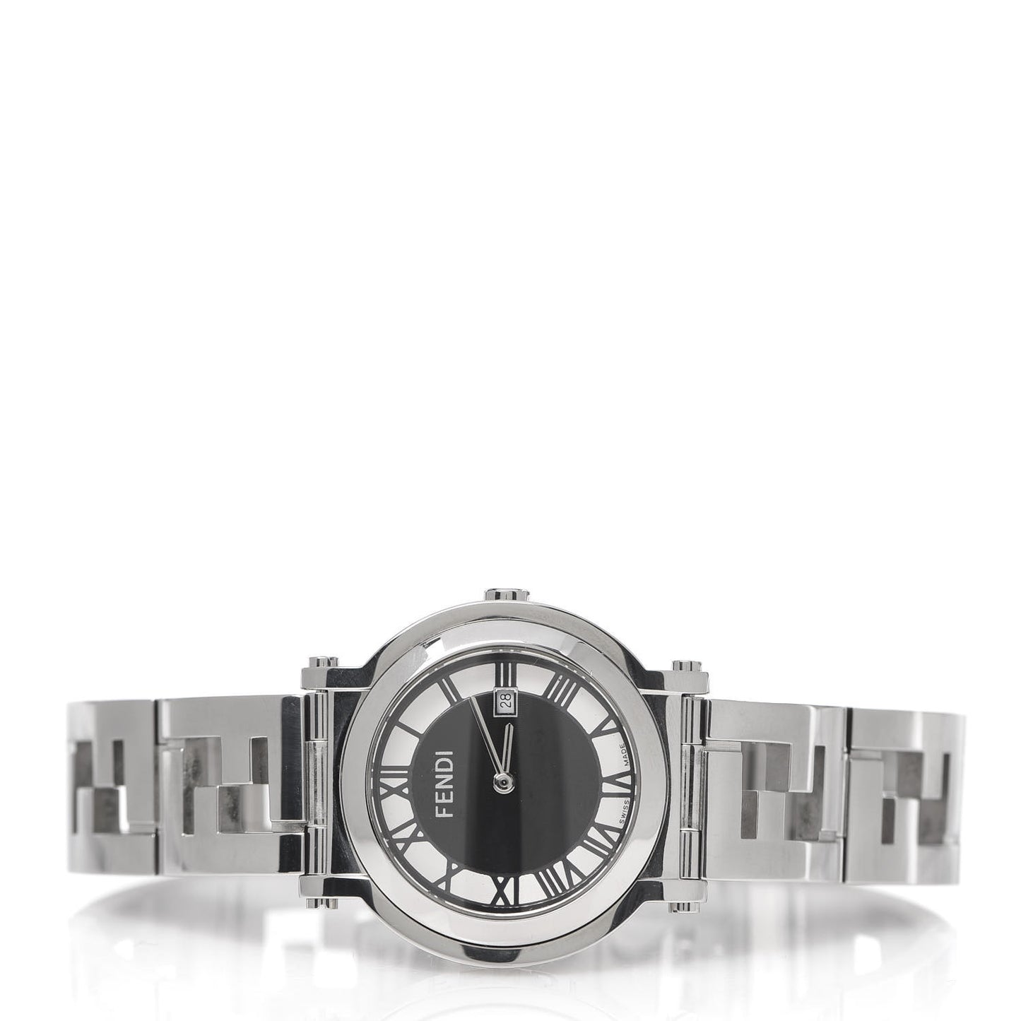 Stainless Steel 38mm Round Quadro Quartz Watch Black