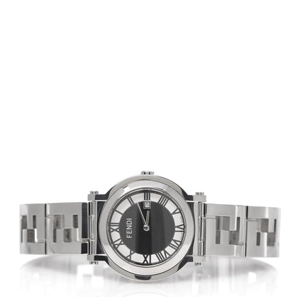 Fendi Stainless Steel 38mm Round Quadro Quartz Watch Black 3 of 7