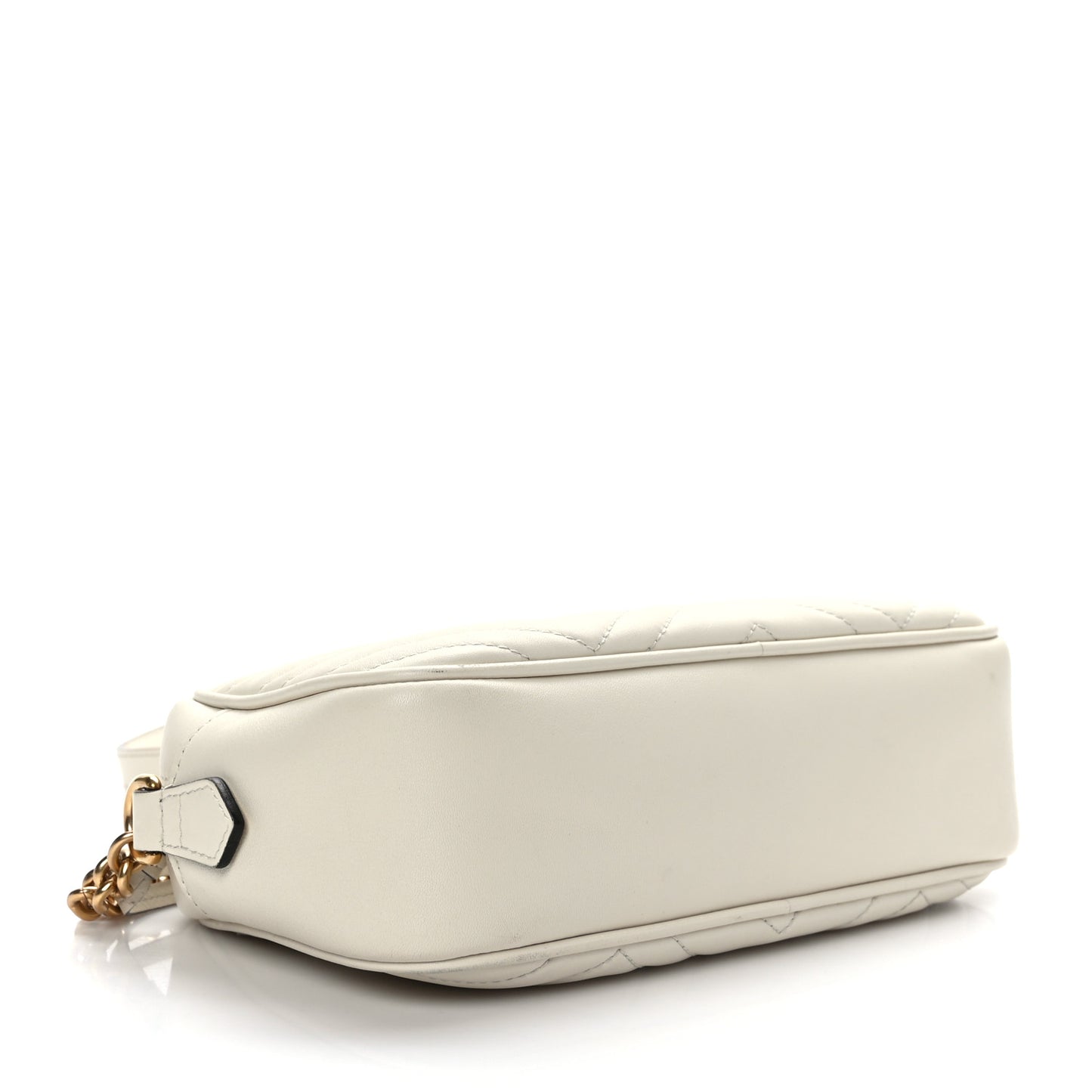Calfskin Matelasse Small GG Marmont Chain Shoulder Bag White