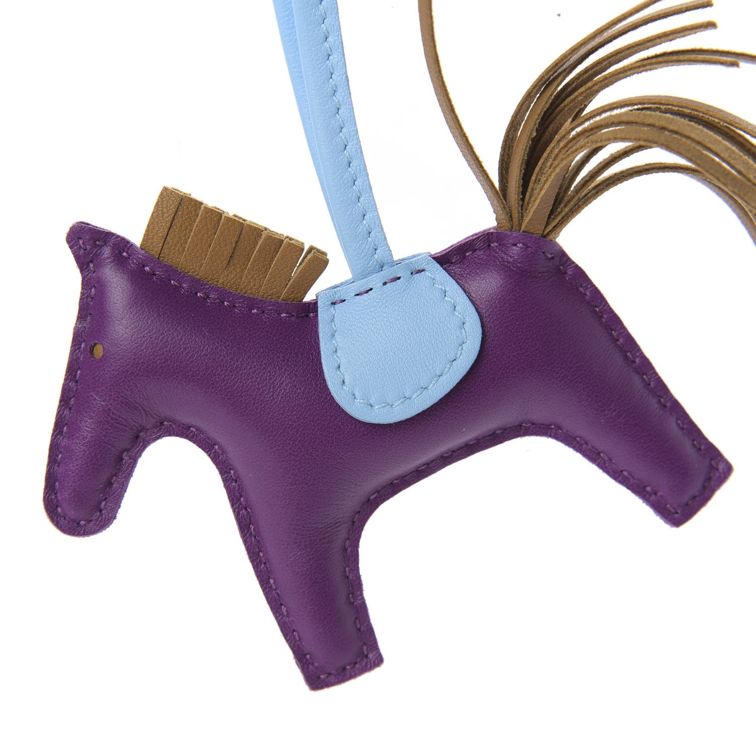 Hermes Milo Lambskin Grigri Rodeo Horse Bag Charm PM Violet Celeste Kraft 3 of 4